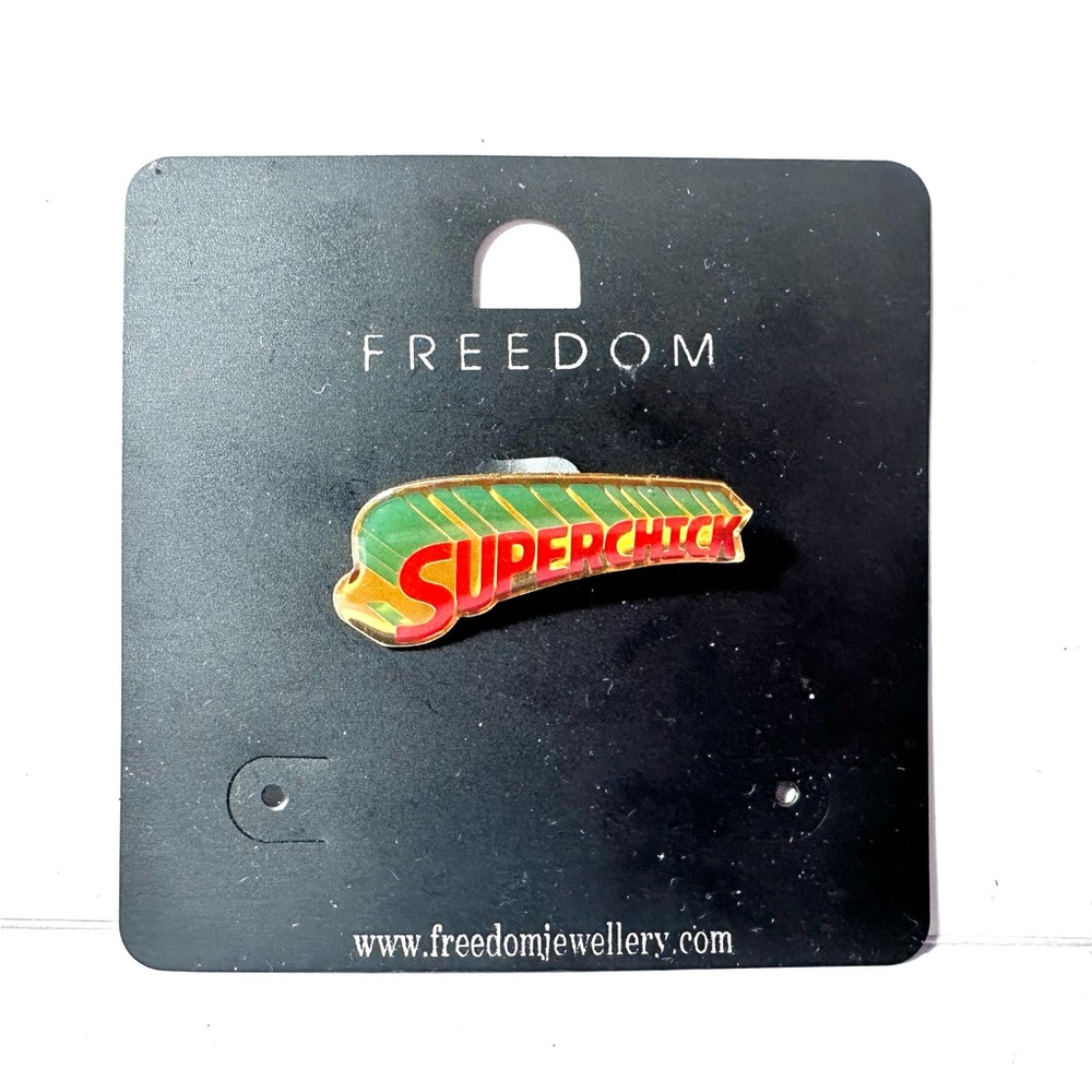 Vintage Topshop Freedom Jewelry 90s Y2K Pin Brooch Superchick BN On Card